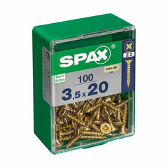 Skrūvju kaste SPAX Yellox Koks Plakana galva 100 Daudzums (3,5 x 20 mm) cena un informācija | Rokas instrumenti | 220.lv