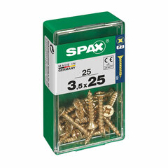 Skrūvju kaste SPAX Yellox Koks Plakana galva 25 Daudzums (3,5 x 25 mm) cena un informācija | Rokas instrumenti | 220.lv