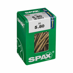 Шурупы SPAX Yellox, плоская головка, 50 шт.  (5 x 80 мм) цена и информация | Механические инструменты | 220.lv