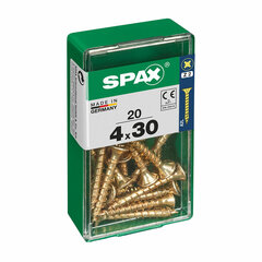 Skrūvju kaste SPAX Yellox Koks Plakana galva 20 Daudzums (4 x 30 mm) cena un informācija | Rokas instrumenti | 220.lv