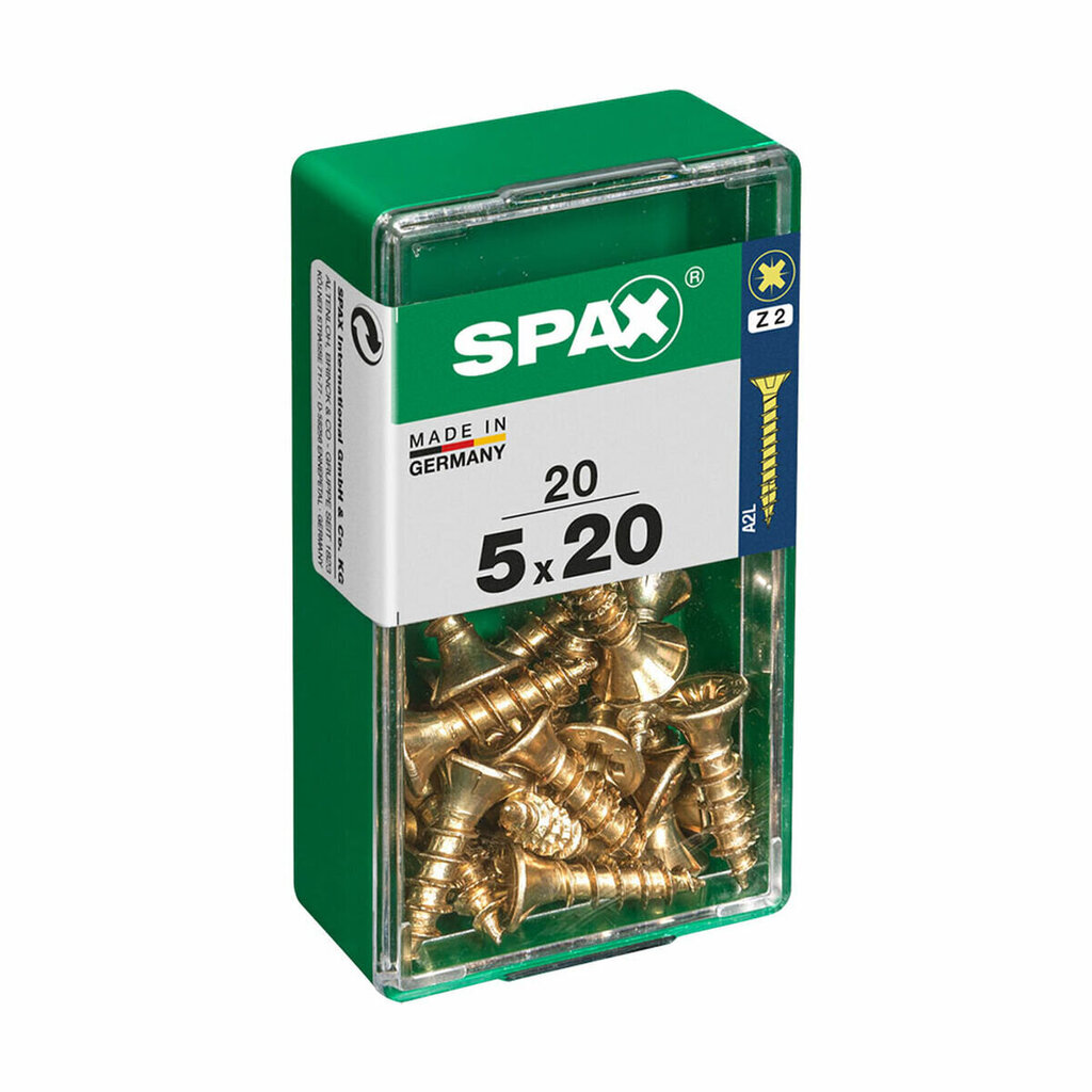 Skrūvju kaste SPAX Yellox Koks Plakana galva 20 Daudzums (5 x 20 mm) cena un informācija | Rokas instrumenti | 220.lv