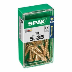 Skrūvju kaste SPAX Yellox Koks Plakana galva 10 Daudzums (5 x 35 mm) cena un informācija | Rokas instrumenti | 220.lv