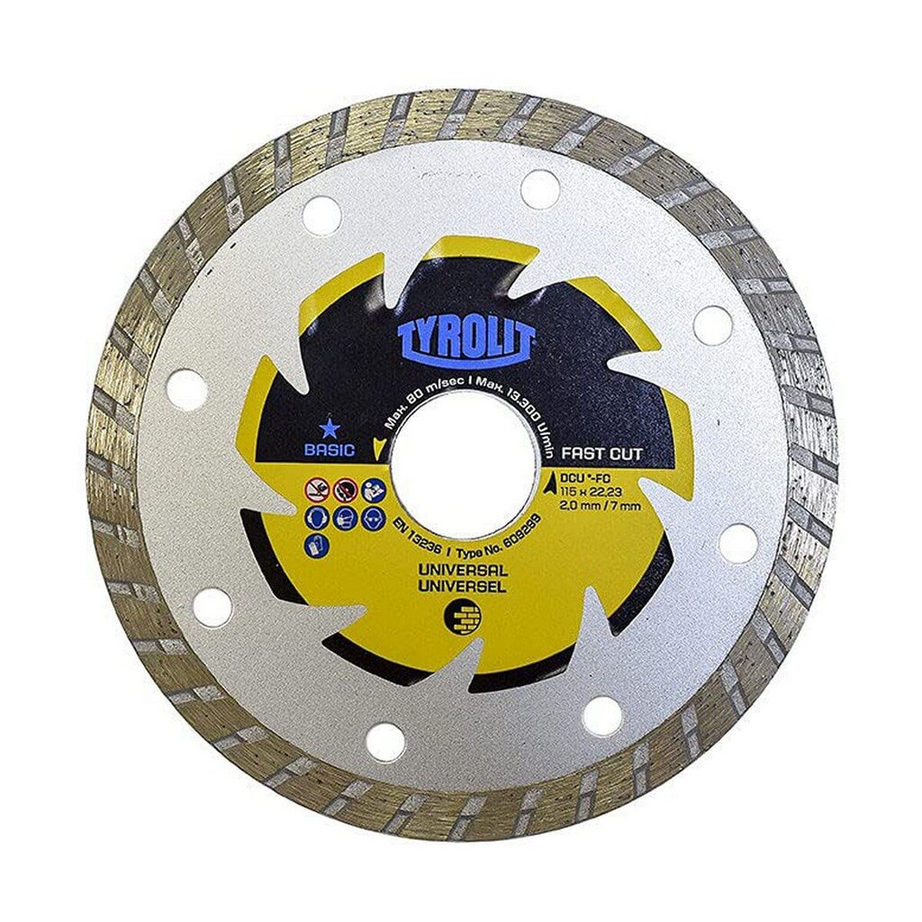 Griešanas disks Tyrolit 115 x 2 x 22,23 mm cena un informācija | Rokas instrumenti | 220.lv