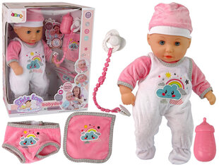 Interaktīva bērnu lelle ar baltu un rozā pidžamu un aksesuāriem cena un informācija | Rotaļlietas meitenēm | 220.lv