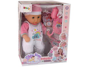 Interaktīva bērnu lelle ar baltu un rozā pidžamu un aksesuāriem cena un informācija | Rotaļlietas meitenēm | 220.lv