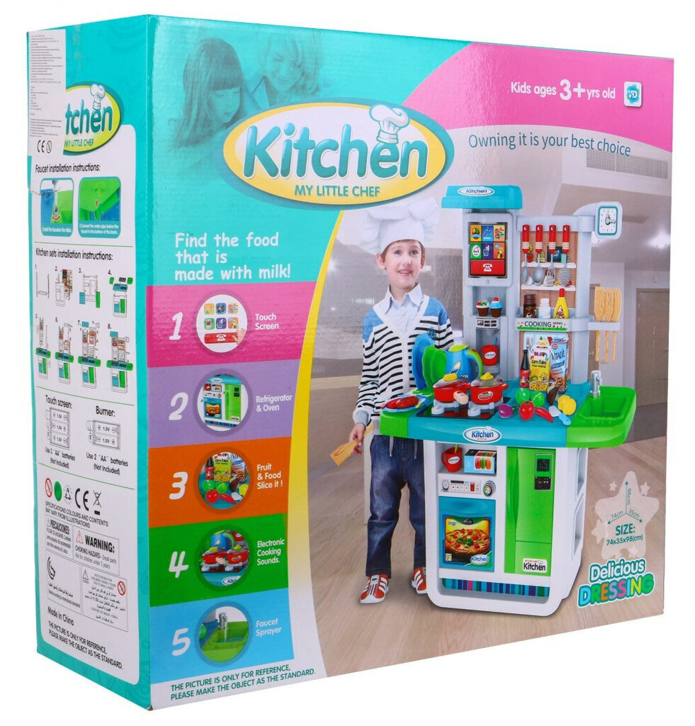 Interaktīvā virtuve bērniem, 98x74x35, zila cena un informācija | Rotaļlietas meitenēm | 220.lv