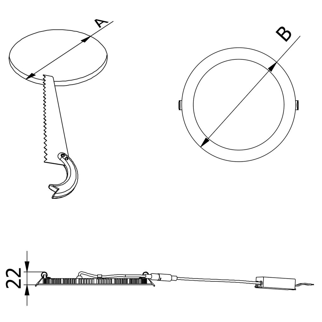 LED lampa GTV ORIS PLUS Ø168mm, 3000K, 1020lm, LD-ORW13W-CBP-10, melna цена и информация | Iebūvējamās lampas, LED paneļi | 220.lv