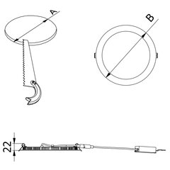 LED lampa GTV ORIS PLUS Ø225mm, 3000K, 1520lm, LD-ORW19W-CBP-10, melna cena un informācija | Iebūvējamās lampas, LED paneļi | 220.lv