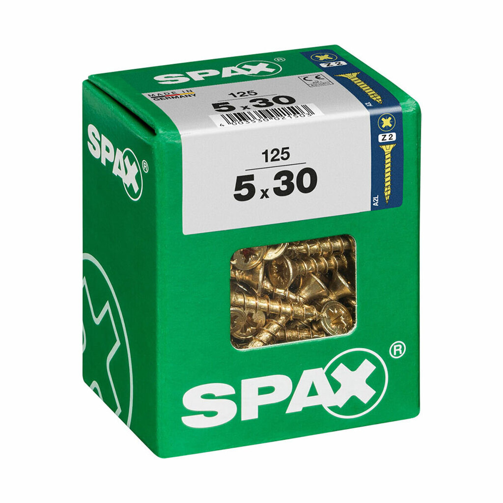 Skrūvju kaste SPAX Koka skrūve Plakana galva (5 x 30 mm) (5,0 x 30 mm) cena un informācija | Rokas instrumenti | 220.lv