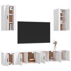 vidaXL 6-daļīgs TV skapīšu komplekts, balts, inženierijas koks цена и информация | Тумбы под телевизор | 220.lv