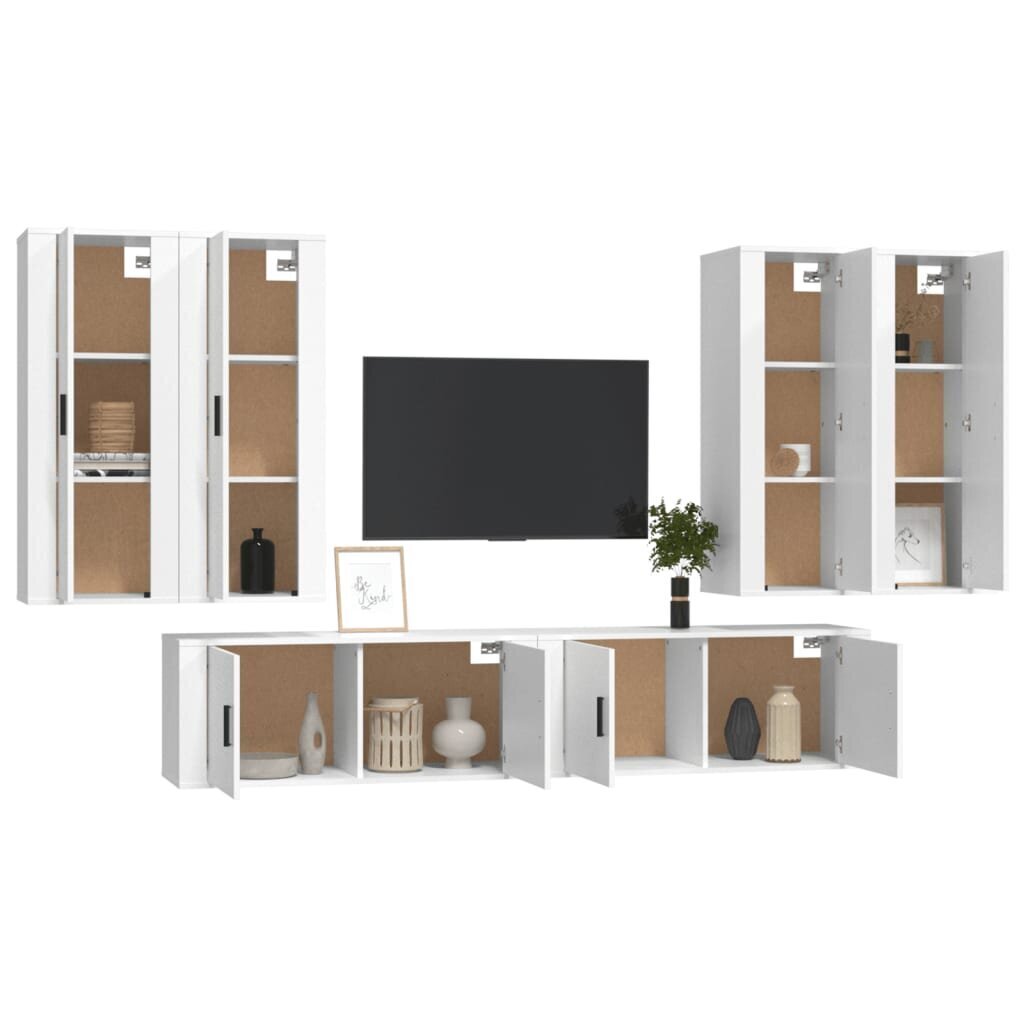 vidaXL 6-daļīgs TV skapīšu komplekts, balts, inženierijas koks цена и информация | TV galdiņi | 220.lv