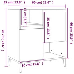 vidaXL kumode, balta, 60x35x70 cm, inženierijas koks cena un informācija | Skapīši viesistabai | 220.lv