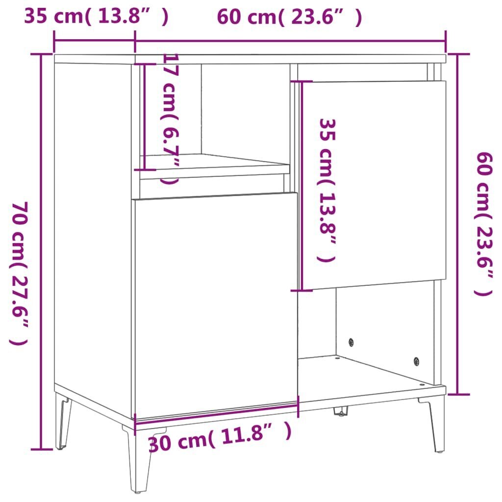 vidaXL kumodes, 3 gab., betona pelēkas, 60x35x70 cm, inženierijas koks cena un informācija | Skapīši viesistabai | 220.lv