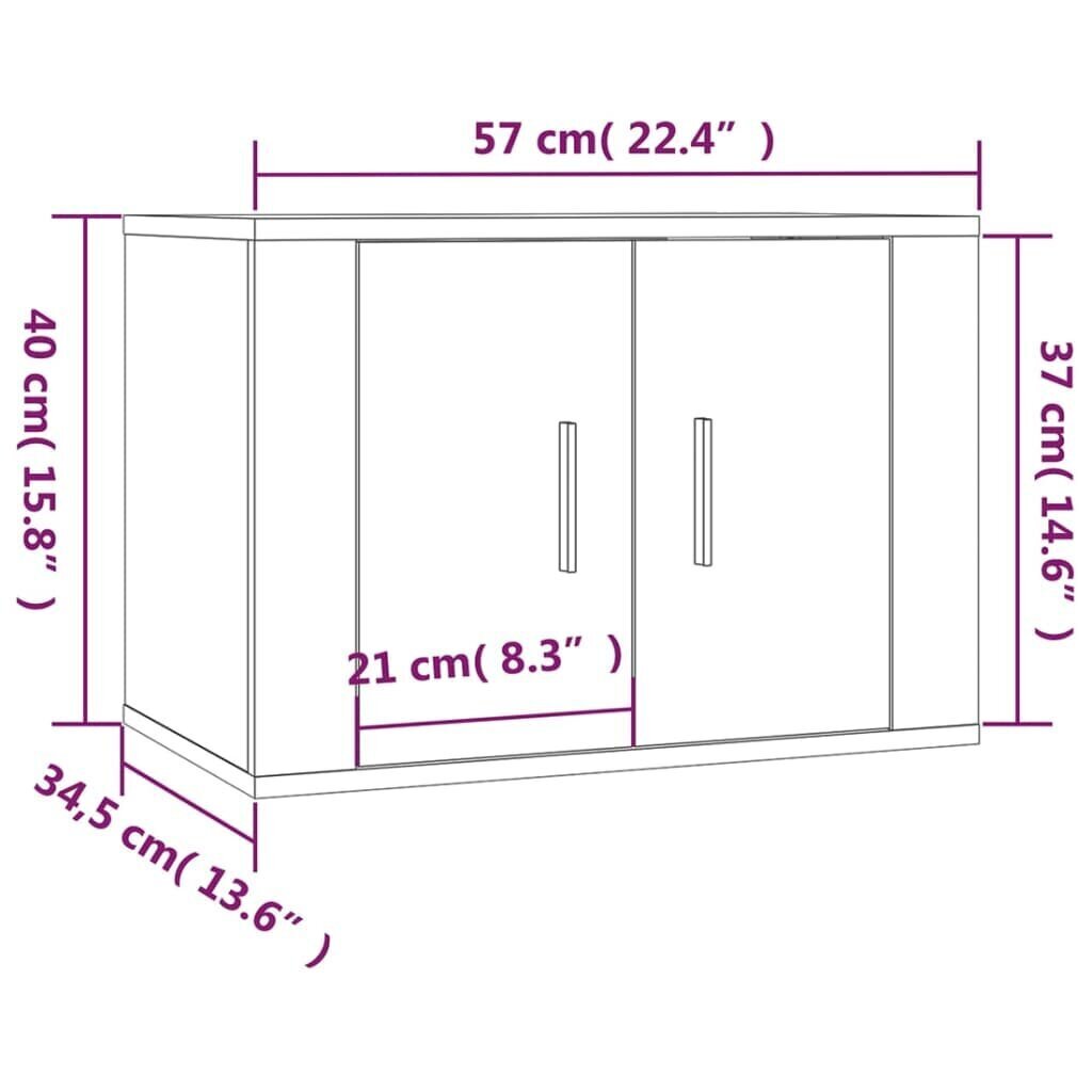 vidaXL sienas TV skapīši, 2 gab., Sonomas ozolkoka, 57x34,5x40 cm cena un informācija | TV galdiņi | 220.lv