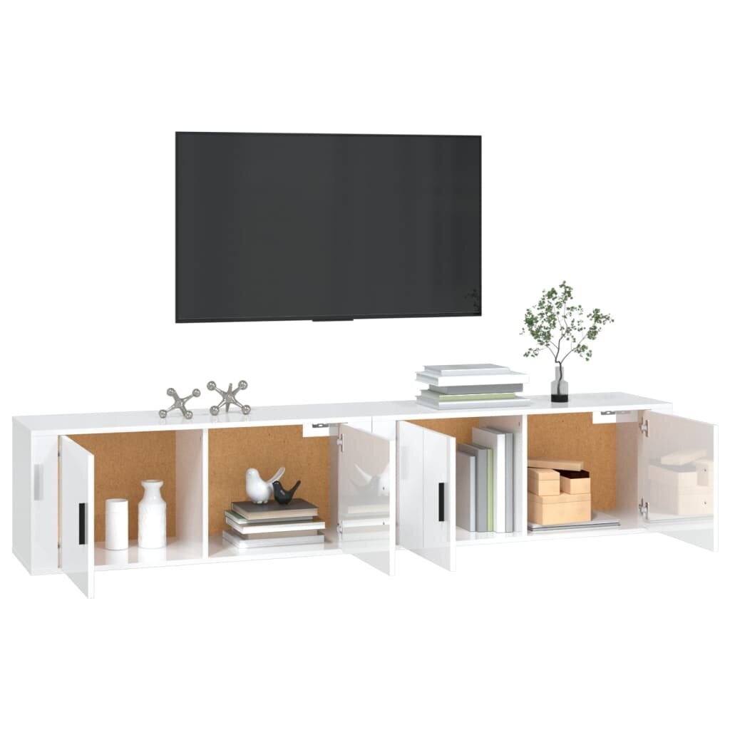 vidaXL sienas TV skapīši, 2 gab., spīdīgi balti, 100x34,5x40 cm cena un informācija | TV galdiņi | 220.lv