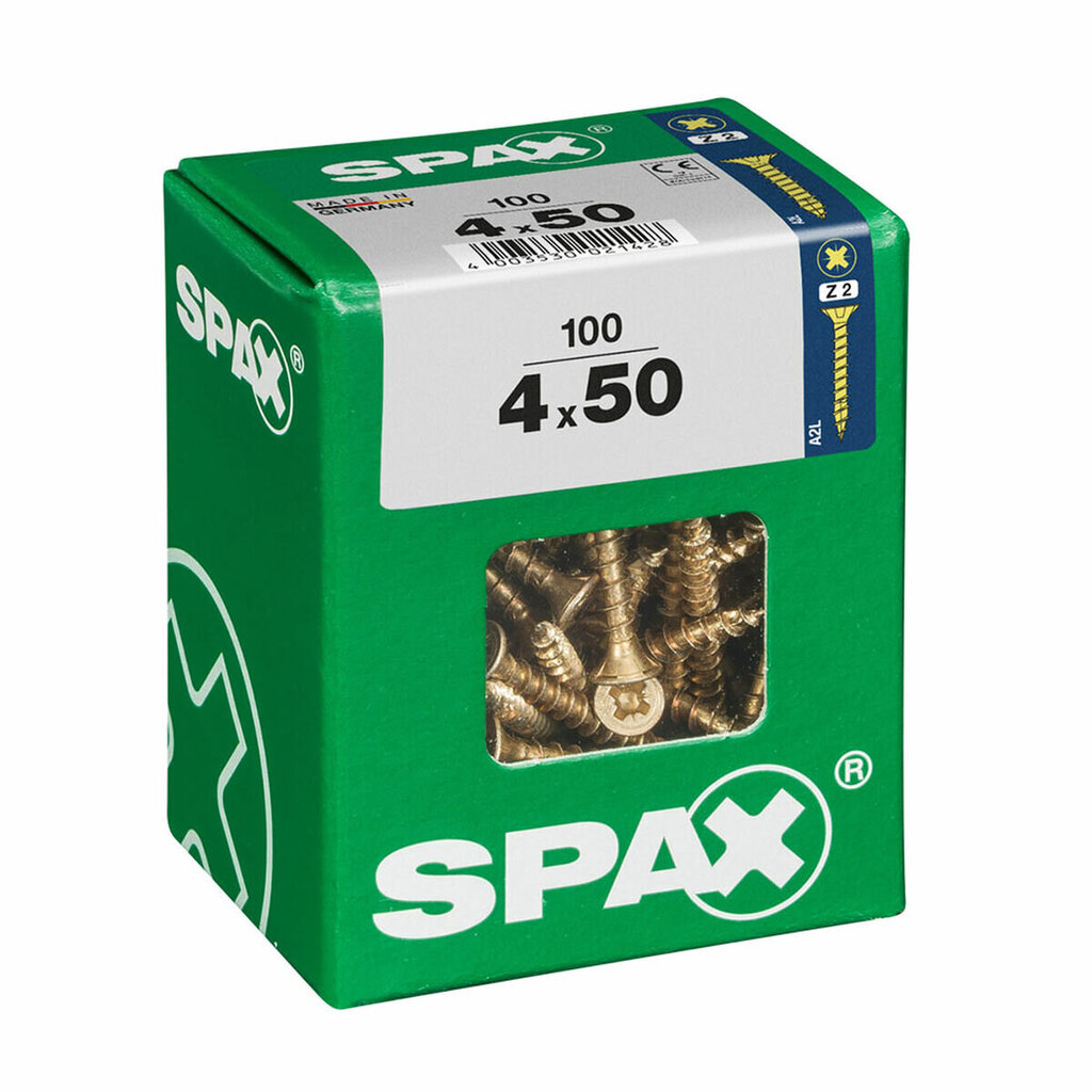Skrūvju kaste SPAX Koka skrūve Plakana galva (4 x 50 mm) (4,0 x 50 mm) цена и информация | Rokas instrumenti | 220.lv