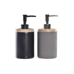 Дозатор мыла DKD Home Decor Натуральный Чёрный Серый Резиновый Смола (7,7 x 7,7 x 17,5 cm) (2 штук) цена и информация | Аксессуары для ванной комнаты | 220.lv