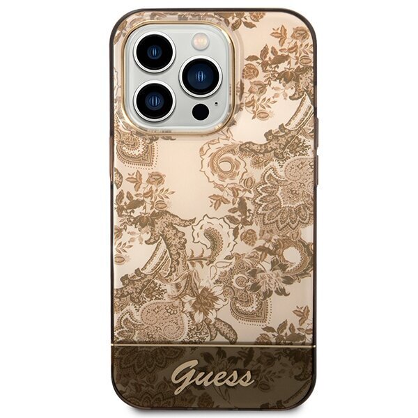 Guess GUHCP14XHGPLHC iPhone 14 Pro Max 6,7" ochre hardcase Porcelain Collection cena un informācija | Telefonu vāciņi, maciņi | 220.lv