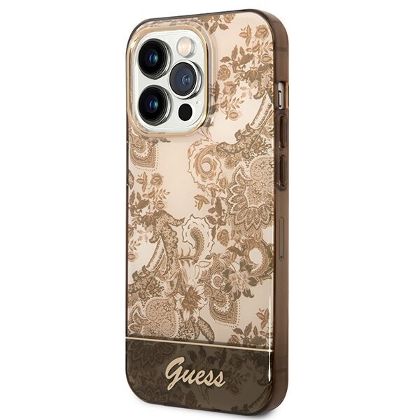 Guess GUHCP14XHGPLHC iPhone 14 Pro Max 6,7" ochre hardcase Porcelain Collection цена и информация | Telefonu vāciņi, maciņi | 220.lv