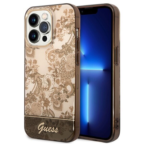 Guess GUHCP14XHGPLHC iPhone 14 Pro Max 6,7" ochre hardcase Porcelain Collection cena un informācija | Telefonu vāciņi, maciņi | 220.lv