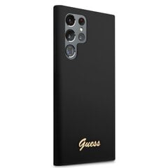 Guess Liquid Silicone Metal Logo Case for Samsung Galaxy S23 Ultra Black cena un informācija | Telefonu vāciņi, maciņi | 220.lv