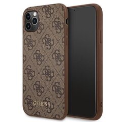 Guess GUHCN65G4GFBR iPhone 11 Pro Max 6,5" brązowy|brown hard case 4G Metal Gold Logo cena un informācija | Telefonu vāciņi, maciņi | 220.lv