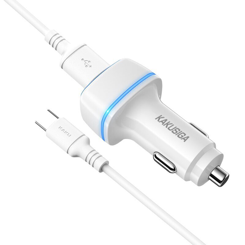 KAKU Car Charger KSC-528 Shengyu - 2xUSB - 2,8A with USB to Type C white cena un informācija | Lādētāji un adapteri | 220.lv