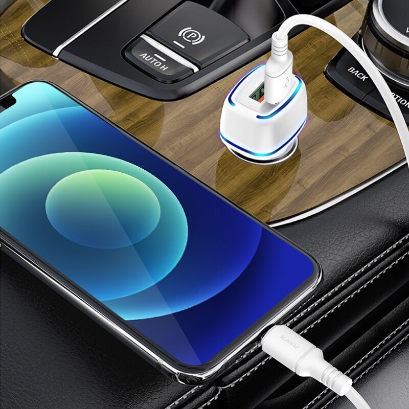 KAKU Car Charger KSC-528 Shengyu - 2xUSB - 2,8A with USB to Type C white цена и информация | Lādētāji un adapteri | 220.lv