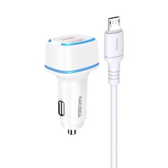 KAKU Car Charger KSC-528 Shengyu - 2xUSB - 2,8A with USB to Micro USB white цена и информация | Зарядные устройства для телефонов | 220.lv