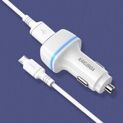 KAKU Car Charger KSC-528 Shengyu - 2xUSB - 2,8A with USB to Micro USB white цена и информация | Зарядные устройства для телефонов | 220.lv