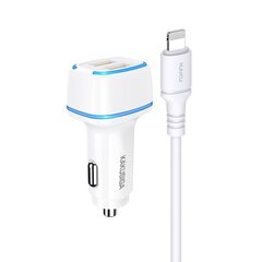 KAKU Car Charger KSC-528 Shengyu - 2xUSB - 2,8A with USB to Lightning white цена и информация | Зарядные устройства для телефонов | 220.lv