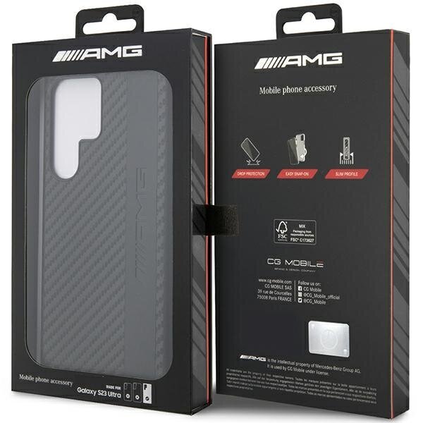 AMG AMHCS23LBLSCA S23 Ultra S918 czarny|black hardcase Carbon Stripe&Embossed cena un informācija | Telefonu vāciņi, maciņi | 220.lv