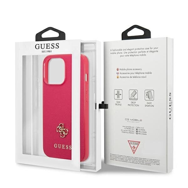 Guess GUHCP13LPS4MF iPhone 13 Pro | 13 6,1" różowy|pink hardcase Saffiano 4G Small Metal Logo cena un informācija | Telefonu vāciņi, maciņi | 220.lv