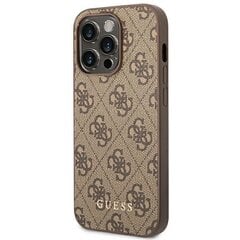 Guess GUHCP14LG4GFBR iPhone 14 Pro 6,1" brązowy|brown hard case 4G Metal Gold Logo цена и информация | Чехлы для телефонов | 220.lv