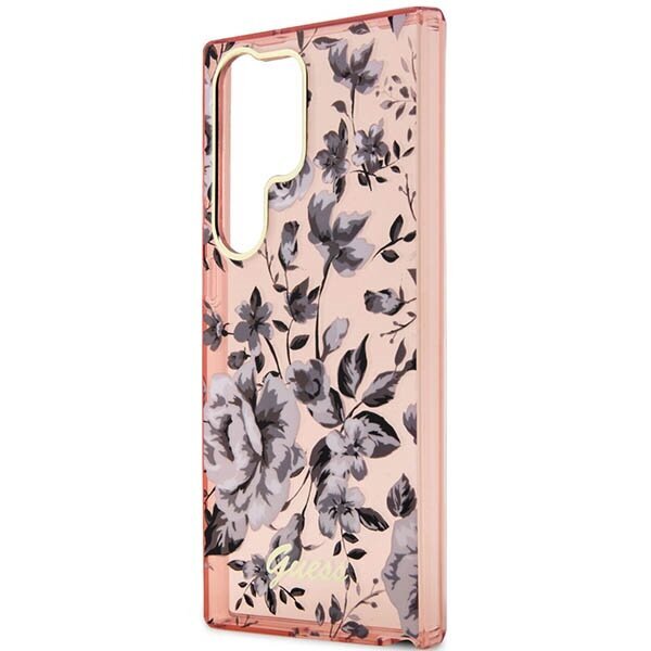 Guess GUHCS23LHCFWSP S23 Ultra S918 różowy|pink hardcase Flower Collection cena un informācija | Telefonu vāciņi, maciņi | 220.lv