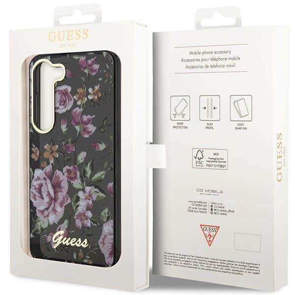 Guess GUHCS23MHCFWSK S23+ S916 czarny|black hardcase Flower Collection cena un informācija | Telefonu vāciņi, maciņi | 220.lv