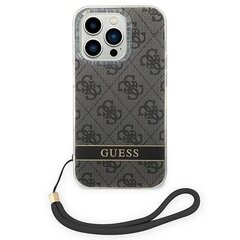 Guess GUOHCP14XH4STK iPhone 14 Pro Max 6,7" czarny|black hardcase 4G Print Strap цена и информация | Чехлы для телефонов | 220.lv