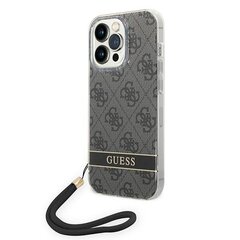 Guess GUOHCP14XH4STK iPhone 14 Pro Max 6,7" czarny|black hardcase 4G Print Strap цена и информация | Чехлы для телефонов | 220.lv