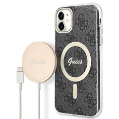 Zestaw Guess GUBPN61H4EACSK Case+Charger iPhone 11 6,1" czarny|black hard case 4G Print MagSafe cena un informācija | Telefonu vāciņi, maciņi | 220.lv