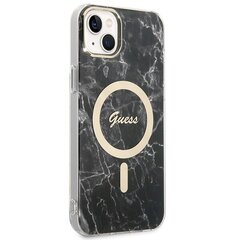 Zestaw Guess GUBPP14MHMEACSK Case+ Charger iPhone 14 Plus 6,7" czarny|black hard case Marble MagSafe cena un informācija | Telefonu vāciņi, maciņi | 220.lv