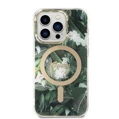 Komplekts Guess GUBPP14XHJEACSA Case+ Lādētājs iPhone 14 Pro Max 6,7" zaļš|zaļš cietais korpuss Jungle MagSafe cena un informācija | Telefonu vāciņi, maciņi | 220.lv