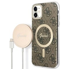 Komplekts Guess GUBPN61H4EACSW korpuss + Lādētājs iPhone 11 6,1" brūns|brūns cietais korpuss 4G Print MagSafe цена и информация | Чехлы для телефонов | 220.lv