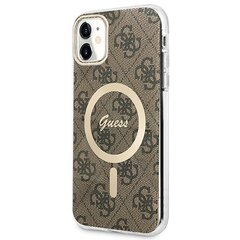 Zestaw Guess GUBPN61H4EACSW Case+Charger iPhone 11 6,1" brązowy|brown hard case 4G Print MagSafe цена и информация | Чехлы для телефонов | 220.lv