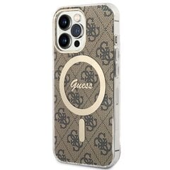 Komplekts Guess GUBPP13LH4EACSW Case+ Lādētājs iPhone 13 Pro brūns|brūns cietais korpuss 4G Print MagSafe cena un informācija | Telefonu vāciņi, maciņi | 220.lv