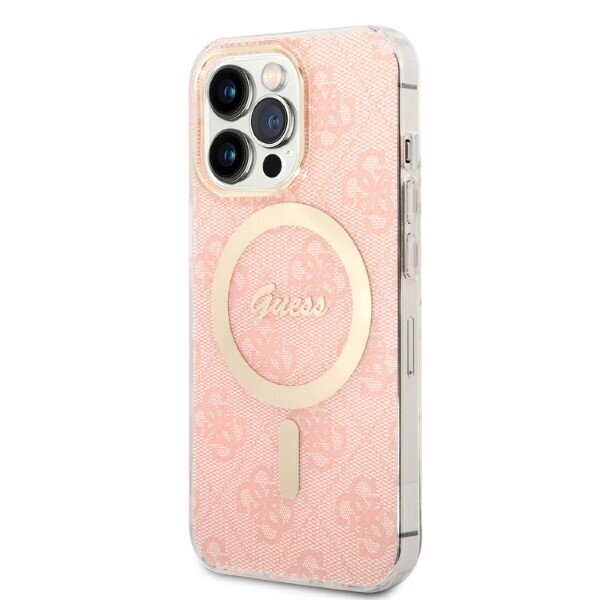 Komplekts Guess GUBPP13XH4EACSP Case+ Lādētājs iPhone 13 Pro Max rozā|rozā cietais korpuss 4G Print MagSafe cena un informācija | Telefonu vāciņi, maciņi | 220.lv