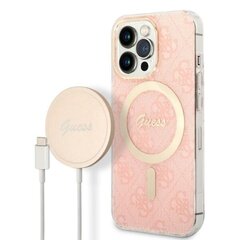 Zestaw Guess GUBPP13XH4EACSP Case+ Charger iPhone 13 Pro Max różowy|pink hard case 4G Print MagSafe цена и информация | Чехлы для телефонов | 220.lv