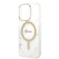 Komplekts Guess GUBPP14LHMEACSH Case+ Lādētājs iPhone 14 Pro 6,1" balts|balts cietais korpuss Marble MagSafe cena un informācija | Telefonu vāciņi, maciņi | 220.lv