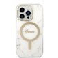 Komplekts Guess GUBPP14LHMEACSH Case+ Lādētājs iPhone 14 Pro 6,1" balts|balts cietais korpuss Marble MagSafe cena un informācija | Telefonu vāciņi, maciņi | 220.lv