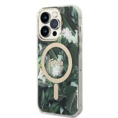 Komplekts Guess GUBPP14LHJEACSA Case+ Lādētājs iPhone 14 Pro 6,1" zaļš|zaļš cietais futrālis Jungle MagSafe cena un informācija | Telefonu vāciņi, maciņi | 220.lv