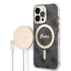 Komplekts Guess GUBPP13XH4EACSK Case+ Lādētājs iPhone 13 Pro Max melns|melns cietais korpuss 4G Print MagSafe cena un informācija | Telefonu vāciņi, maciņi | 220.lv